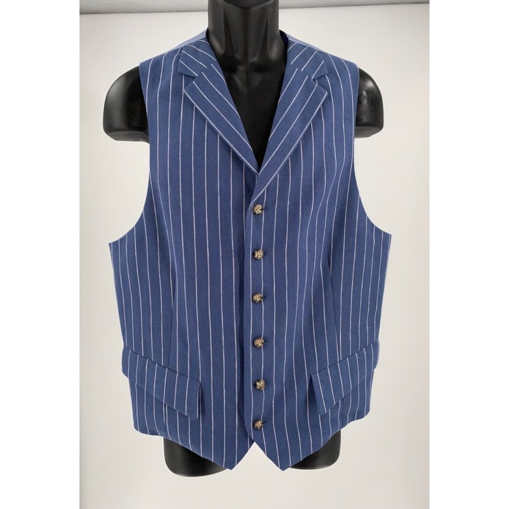 New Paul Fredrick Men’s Linen Striped Vest Size Medium